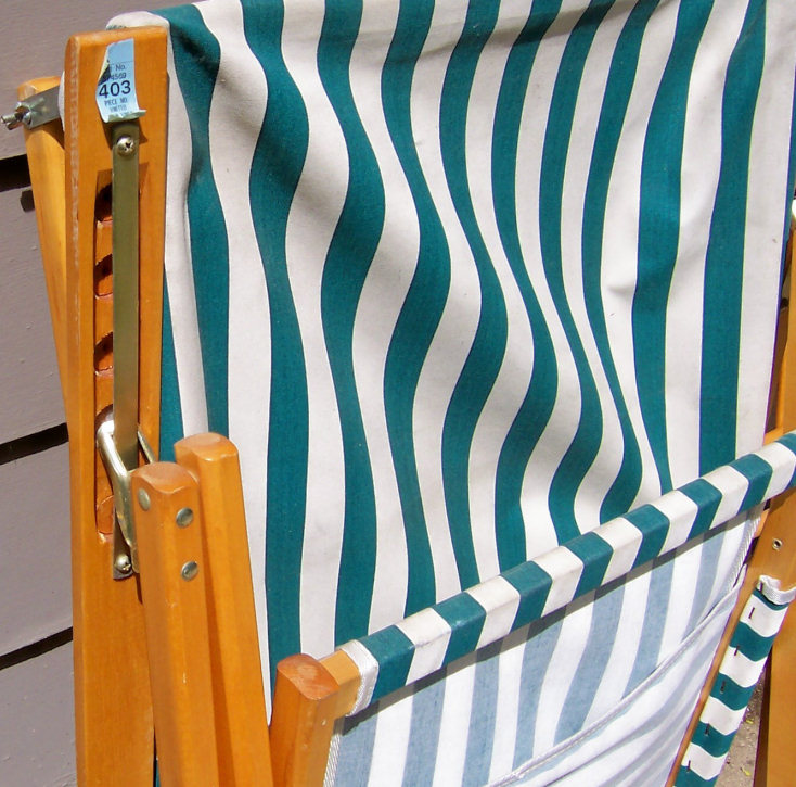 Vintage Telescope Wood & Canvas Folding Beach/Pool/Deck Chair, Canopy